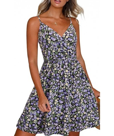 Women's Summer Dress Floral Spaghetti Strap Sleeveless V-Neck Casual Swing Sundress with Pockets Floral 40 $17.39 Dresses