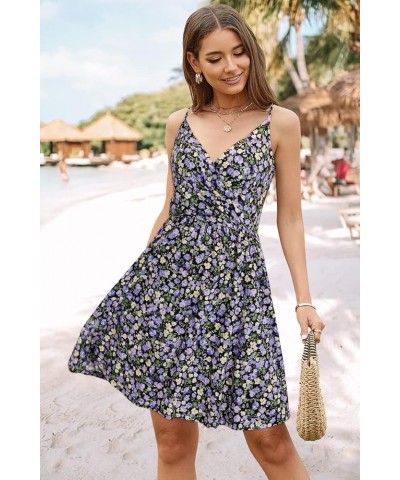 Women's Summer Dress Floral Spaghetti Strap Sleeveless V-Neck Casual Swing Sundress with Pockets Floral 40 $17.39 Dresses