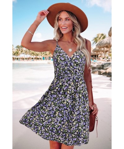 Women's Summer Dress Floral Spaghetti Strap Sleeveless V-Neck Casual Swing Sundress with Pockets Floral 40 $17.39 Dresses