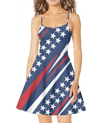 Women's Dresses Short Sleeve Flared Swing Cocktail Dress Star Us Flag $9.25 Dresses