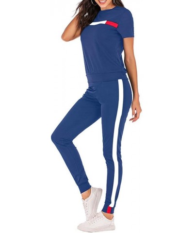 Womens Jogging Suits Set 80s 90s Sweatsuits Two Piece Outfits Tracksuit Color Block Clothing 9royalblue $16.77 Activewear