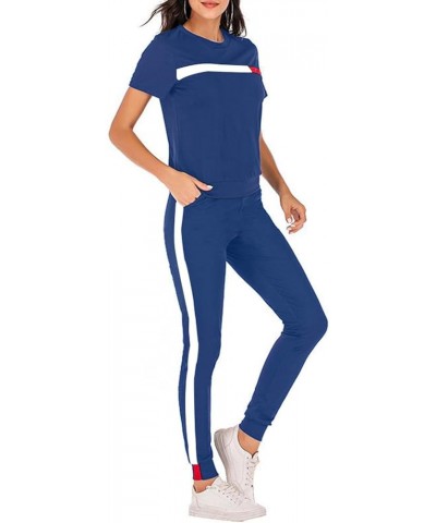 Womens Jogging Suits Set 80s 90s Sweatsuits Two Piece Outfits Tracksuit Color Block Clothing 9royalblue $16.77 Activewear