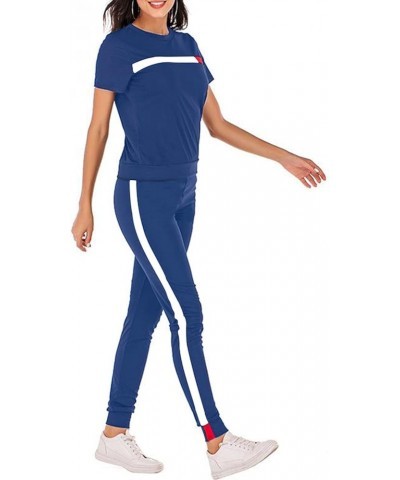 Womens Jogging Suits Set 80s 90s Sweatsuits Two Piece Outfits Tracksuit Color Block Clothing 9royalblue $16.77 Activewear