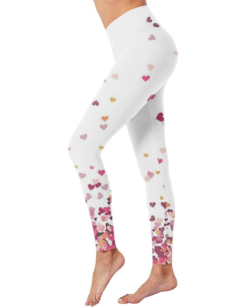 Womens Valentine's Day Leggings Plus Size Women's Heart Print Leggings Tights Tummy Control Love Graphic Yoga Pants C1 Pink $...