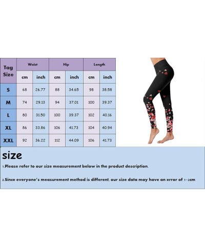 Womens Valentine's Day Leggings Plus Size Women's Heart Print Leggings Tights Tummy Control Love Graphic Yoga Pants C1 Pink $...