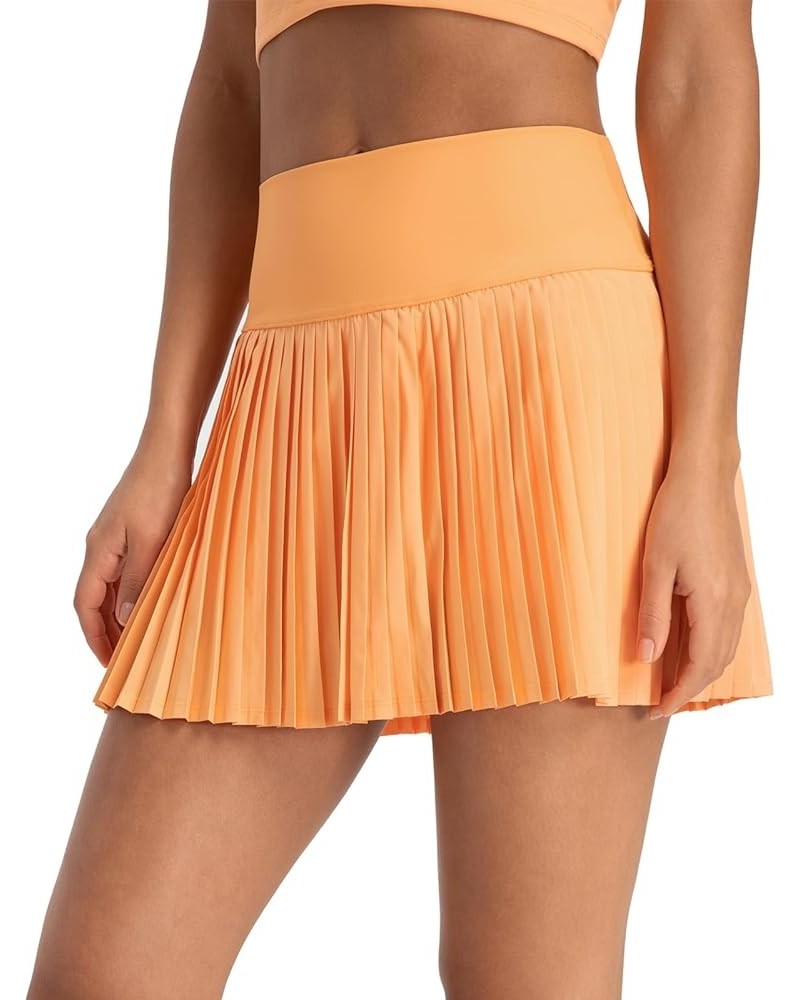 Womens' Cool Feeling Pleated Tennis Athletic Running Mini Skirts with Shorts 3 Orange Frappe $18.80 Skirts