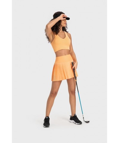 Womens' Cool Feeling Pleated Tennis Athletic Running Mini Skirts with Shorts 3 Orange Frappe $18.80 Skirts