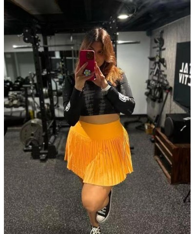 Womens' Cool Feeling Pleated Tennis Athletic Running Mini Skirts with Shorts 3 Orange Frappe $18.80 Skirts