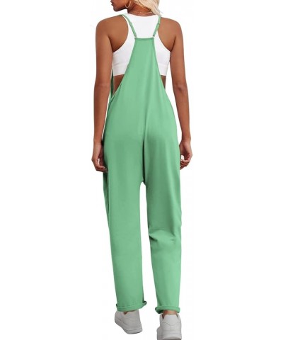 Womens V Neck Sleeveless Jumpsuits Loose Overalls Spaghetti Strap Harem Long Pants With Pockets Mint $23.59 Jumpsuits