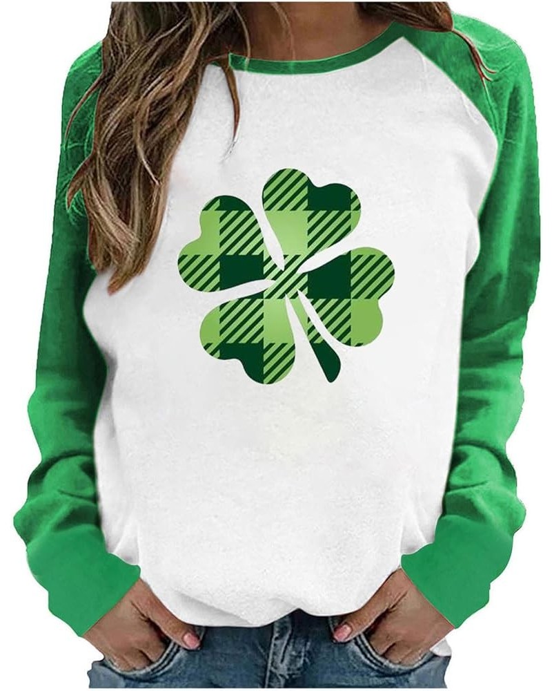 Happy St. Patrick's Day Sweatshirt for Women 2024 Loose Fit Raglan Sleeve Shirt Lucky Irish Shamrock Graphic Tees 16green $4....