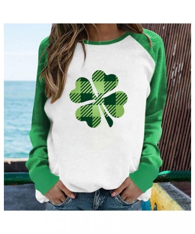 Happy St. Patrick's Day Sweatshirt for Women 2024 Loose Fit Raglan Sleeve Shirt Lucky Irish Shamrock Graphic Tees 16green $4....