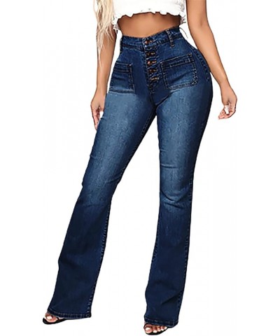 Bell Bottom Jeans for Women 2023 Fashion High Waisted Button Up High Waisted Flare Denim Stretch Classic Pants M02_blue $9.17...