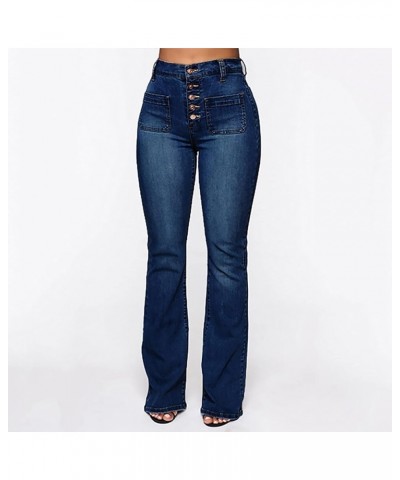 Bell Bottom Jeans for Women 2023 Fashion High Waisted Button Up High Waisted Flare Denim Stretch Classic Pants M02_blue $9.17...