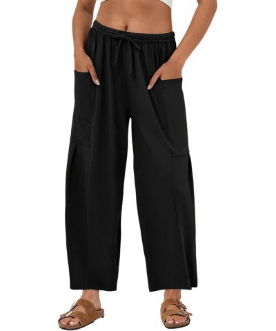 Women's Pants Casual Loose High Waist Wide Leg Capri Palazzo Lounge Pants Cropped Trousers 2024 Summer Teacher Clothe Spring ...