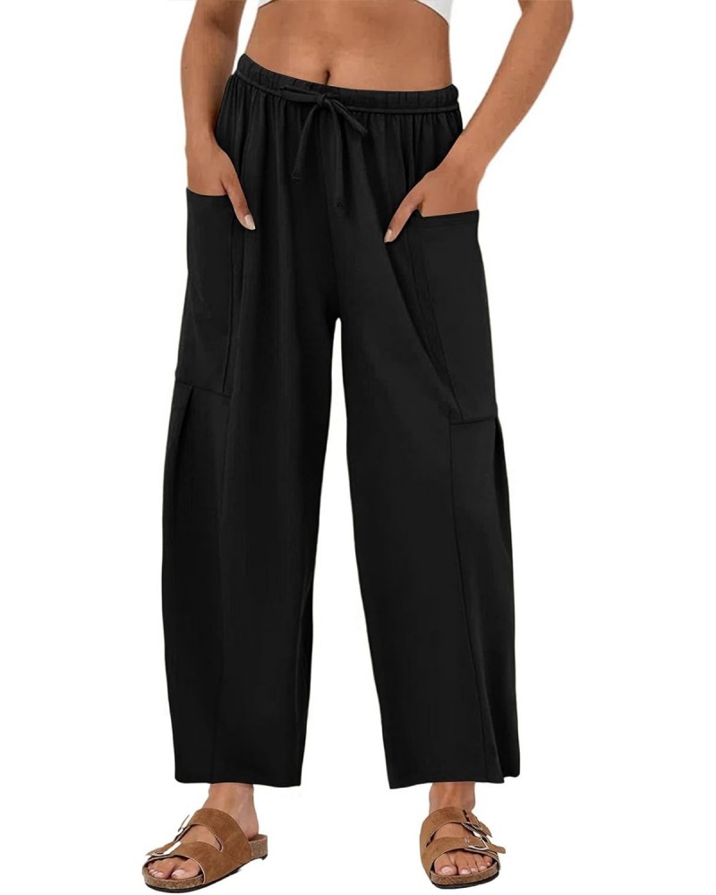 Women's Pants Casual Loose High Waist Wide Leg Capri Palazzo Lounge Pants Cropped Trousers 2024 Summer Teacher Clothe Spring ...