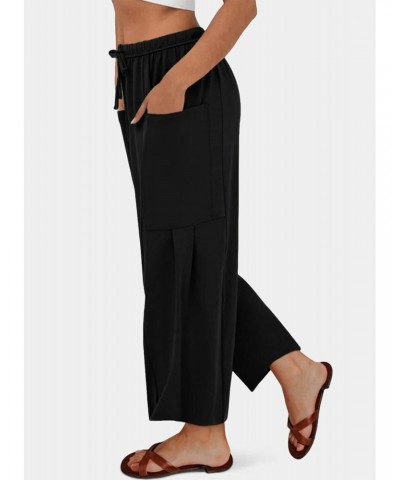 Women's Pants Casual Loose High Waist Wide Leg Capri Palazzo Lounge Pants Cropped Trousers 2024 Summer Teacher Clothe Spring ...