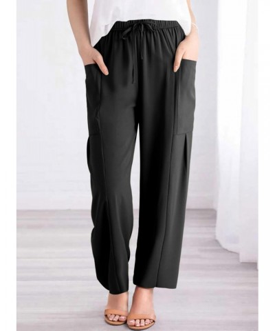 Women's Pants Casual Loose High Waist Wide Leg Capri Palazzo Lounge Pants Cropped Trousers 2024 Summer Teacher Clothe Spring ...