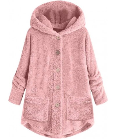 Plus Size Winter Jacket for Women Cute Sherpa Lined Warm Jacket Button Soft Coats Hooded Fleece Fuzzy Outwear Winter Coats fo...