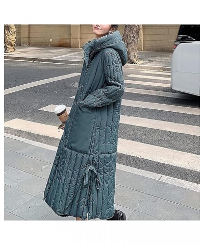 Women's Winter Coats 2023 Trendy Button Coat Long Puffer Korean Slim Coat Sleeve Casual Fashion Coat 1-green $22.49 Jackets