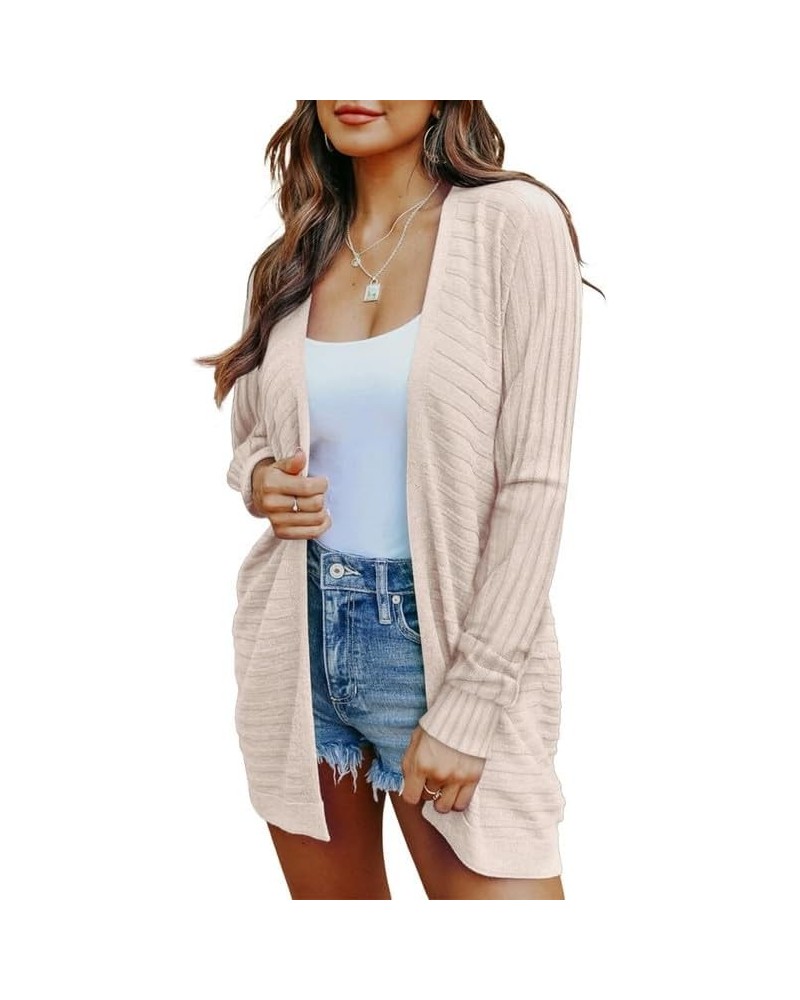 Women's Casual Long Sleeve Open Front Lightweight Cable Knit Kimono Cardigan Sweaters F Beige $19.23 Sweaters