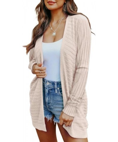 Women's Casual Long Sleeve Open Front Lightweight Cable Knit Kimono Cardigan Sweaters F Beige $19.23 Sweaters