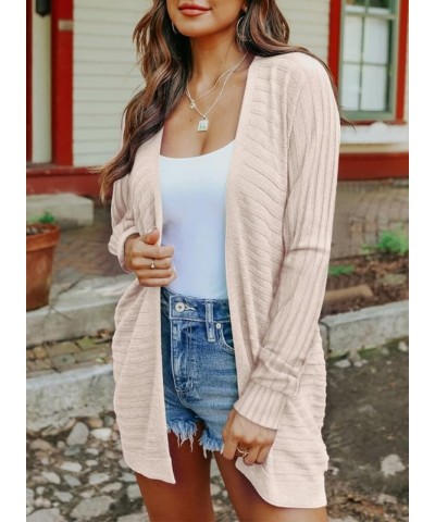 Women's Casual Long Sleeve Open Front Lightweight Cable Knit Kimono Cardigan Sweaters F Beige $19.23 Sweaters