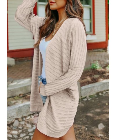 Women's Casual Long Sleeve Open Front Lightweight Cable Knit Kimono Cardigan Sweaters F Beige $19.23 Sweaters