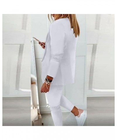 Womens Fashion 2 Piece Blazer Suits Long Sleeve Open Front Blazer Pants Set Elegant Work Office Business Outfits 06 White $16...