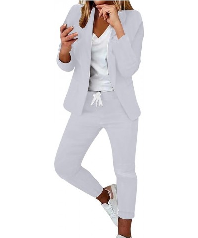 Womens Fashion 2 Piece Blazer Suits Long Sleeve Open Front Blazer Pants Set Elegant Work Office Business Outfits 06 White $16...