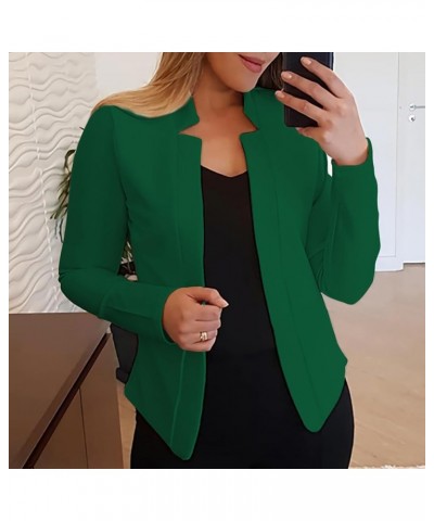 Womens Cropped Blazer Slim Fit Casual Fashion Solid Long Sleeve Open Front Cardigan Work Office Crop Suit Jackets A-green $7....