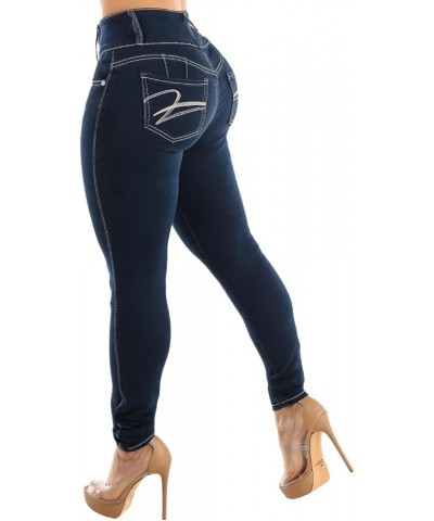 Women Juniors High Waisted, Mid Rise Butt Lifting Colombian Design Skinny Jeans 10623N 11054w_dsj6258dkblu Dark Wash $35.09 J...