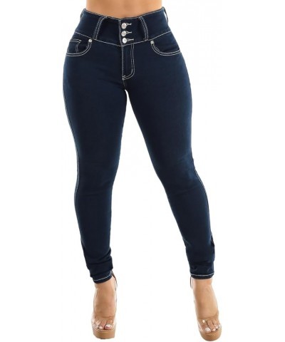 Women Juniors High Waisted, Mid Rise Butt Lifting Colombian Design Skinny Jeans 10623N 11054w_dsj6258dkblu Dark Wash $35.09 J...