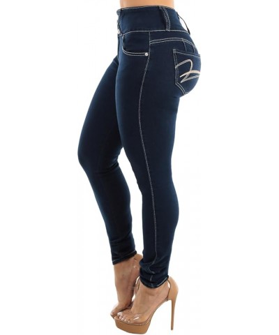 Women Juniors High Waisted, Mid Rise Butt Lifting Colombian Design Skinny Jeans 10623N 11054w_dsj6258dkblu Dark Wash $35.09 J...