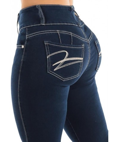 Women Juniors High Waisted, Mid Rise Butt Lifting Colombian Design Skinny Jeans 10623N 11054w_dsj6258dkblu Dark Wash $35.09 J...