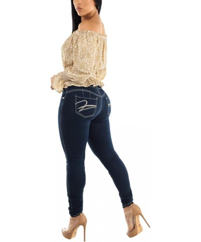 Women Juniors High Waisted, Mid Rise Butt Lifting Colombian Design Skinny Jeans 10623N 11054w_dsj6258dkblu Dark Wash $35.09 J...