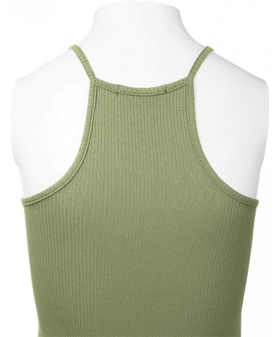 Women's Ribbed Knit Tank Top Sleeveless Cami Racerback Halter Crewneck Shirts 913-military Green $8.18 Tanks