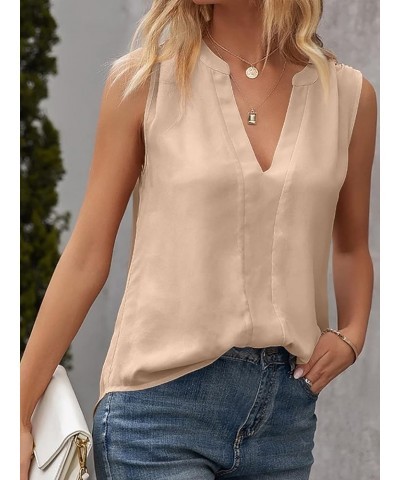 Womens V Neck Tank Tops Summer Casual Tops Blouse Sleeveless Shirts Khaki $9.99 Tanks