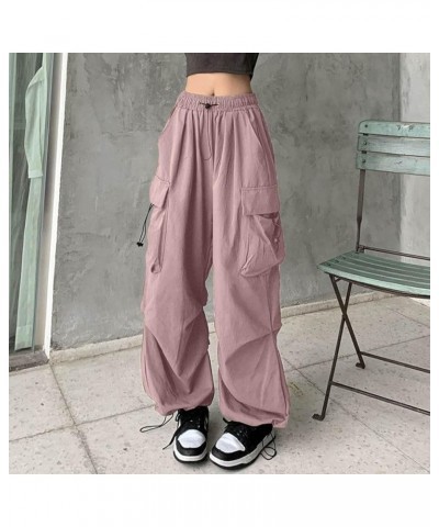 Baggy Cargo Pants Women Parachute Pants for Women Drawstring Y2K Pants High Rise Sweatpants Wide Leg Pants with Pockets A02-r...