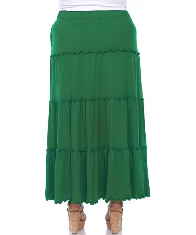 Women's Plus Size High Waist Tiered Maxi Skirt with Pockets Green $18.43 Skirts