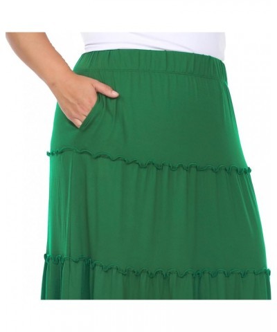 Women's Plus Size High Waist Tiered Maxi Skirt with Pockets Green $18.43 Skirts