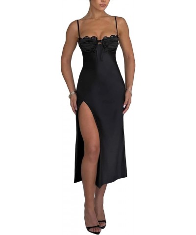 Women Summer Long Dresses Sexy Cutout Sleeveless Backless Tie-Up Deep V Halter Neck Maxi Dress Zb Black $11.48 Dresses