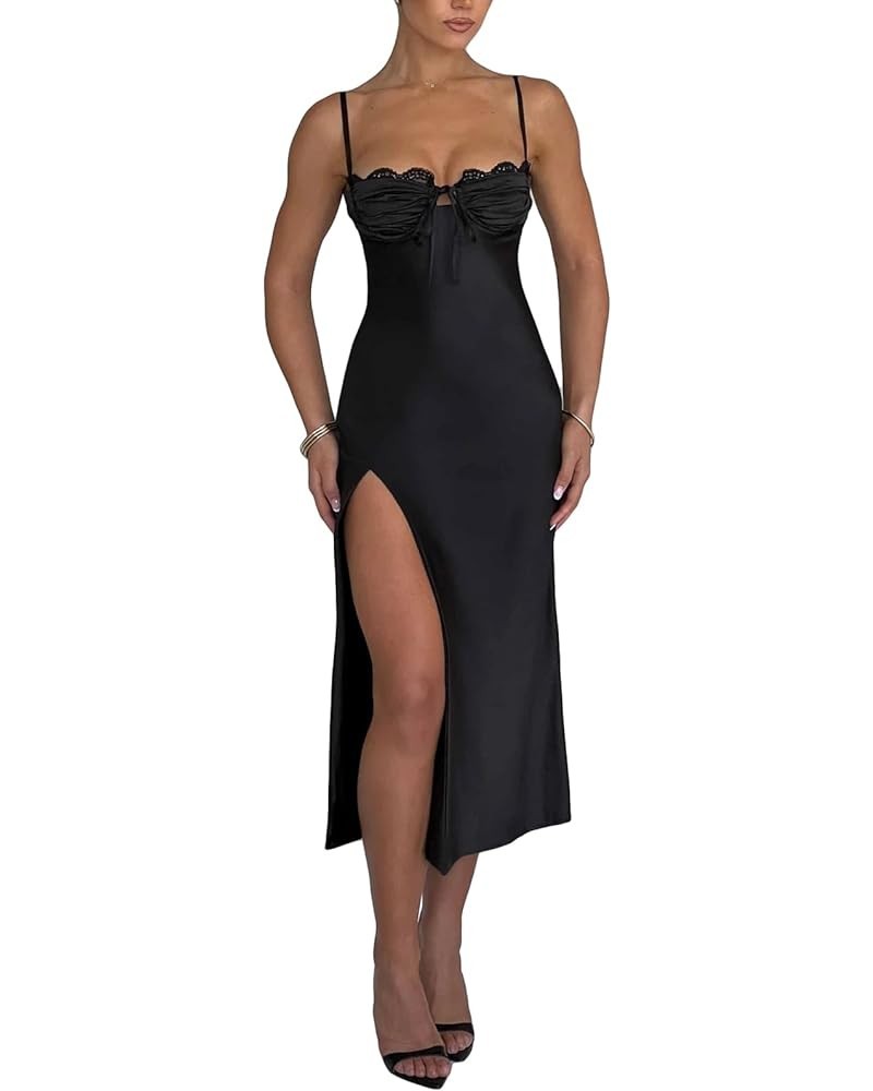 Women Summer Long Dresses Sexy Cutout Sleeveless Backless Tie-Up Deep V Halter Neck Maxi Dress Zb Black $11.48 Dresses