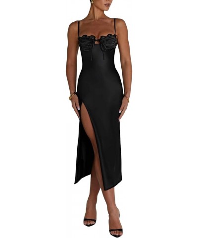 Women Summer Long Dresses Sexy Cutout Sleeveless Backless Tie-Up Deep V Halter Neck Maxi Dress Zb Black $11.48 Dresses