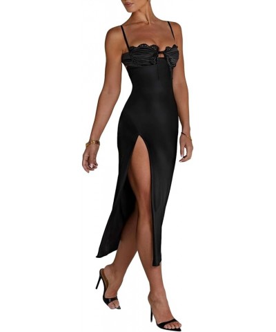 Women Summer Long Dresses Sexy Cutout Sleeveless Backless Tie-Up Deep V Halter Neck Maxi Dress Zb Black $11.48 Dresses