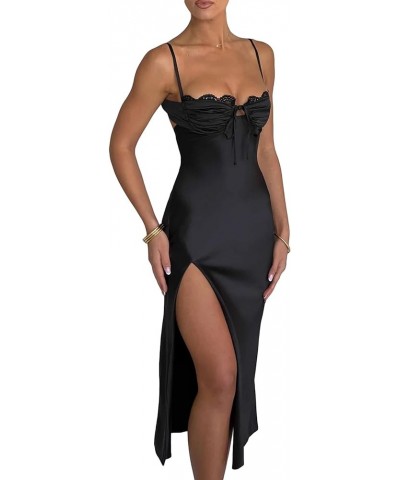 Women Summer Long Dresses Sexy Cutout Sleeveless Backless Tie-Up Deep V Halter Neck Maxi Dress Zb Black $11.48 Dresses