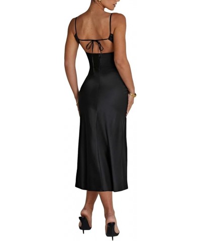 Women Summer Long Dresses Sexy Cutout Sleeveless Backless Tie-Up Deep V Halter Neck Maxi Dress Zb Black $11.48 Dresses