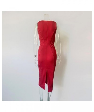 Sleeveless Deep V Neck Summer Bodycon Maxi Long Evening Cocktail Dress Red $15.50 Dresses