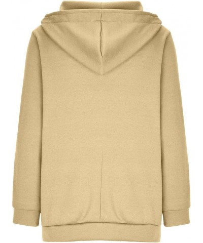 Oversized Zipper Hooded Jackets for Women Plus Size Casual Fleece Long Sleeve Hoodie Sweatshirts with Pocket S-5XL A-beige $1...