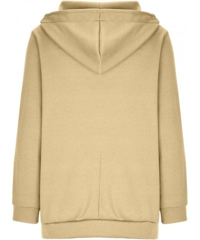 Oversized Zipper Hooded Jackets for Women Plus Size Casual Fleece Long Sleeve Hoodie Sweatshirts with Pocket S-5XL A-beige $1...