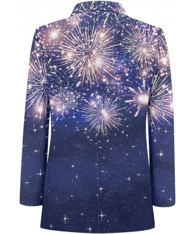 Women's Casual Blazers Long Sleeve Button Lapel Blazer Jackets with Pocket Open Front Cardigan Fireworks Print $21.44 Suits